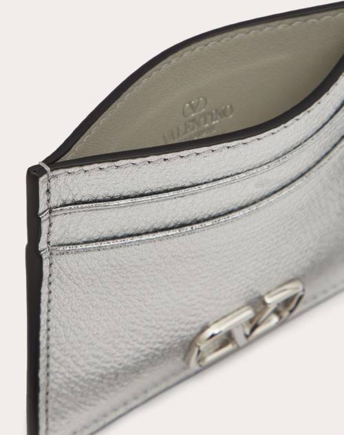 Red Valentino PORTACARTE VLOGO SIGNATURE IN VITELLO GRANATO METALLIZZATO Comprane uno, ottenene uno gratis