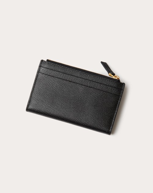 Red Valentino PORTACARTE VLOGO SIGNATURE IN VITELLO GRANATO CON ZIP Sconti VIP