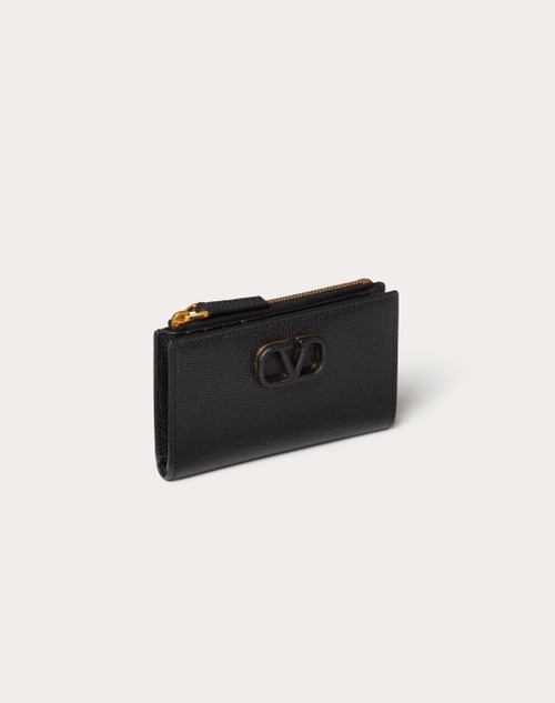 Red Valentino PORTACARTE VLOGO SIGNATURE IN VITELLO GRANATO CON ZIP Sconti VIP