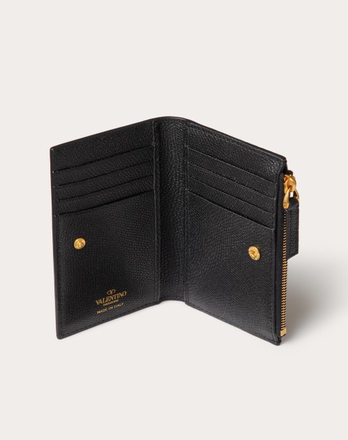 Red Valentino PORTACARTE VLOGO SIGNATURE IN VITELLO GRANATO CON ZIP Sconti VIP