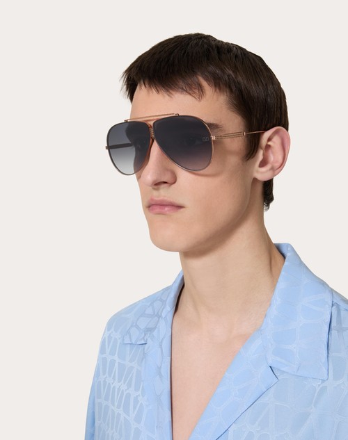 Red Valentino XVI - OCCHIALE PILOT IN TITANIO CON STUD Consegna Veloce