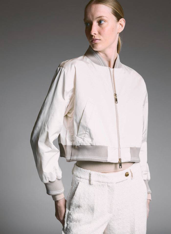 Lorena Antoniazzi BOMBER CROPPED IN NYLON Sconti VIP