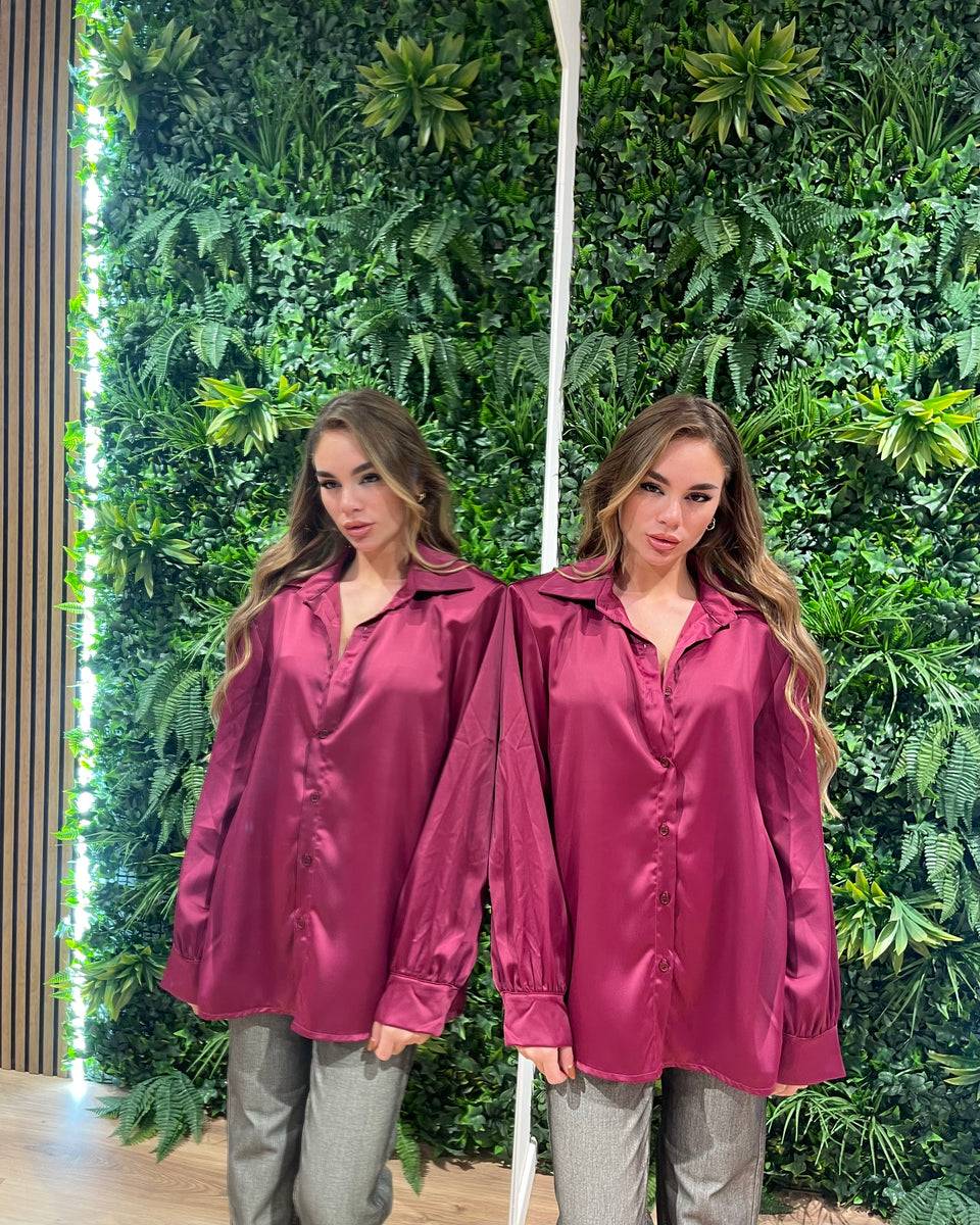 Lovely Sisters Camicia effetto raso magenta Outlet