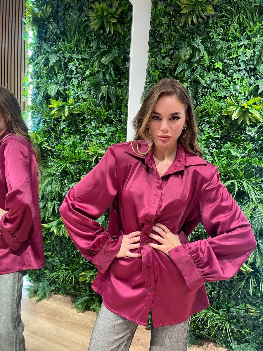 Lovely Sisters Camicia effetto raso magenta Outlet