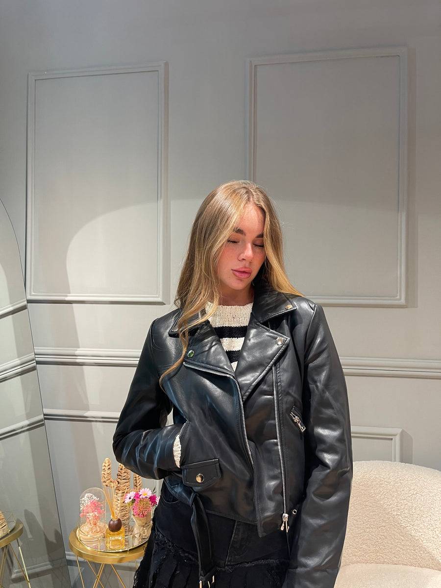 Lovely Sisters Chiodo eco pelle crop Prezzo Ridotto