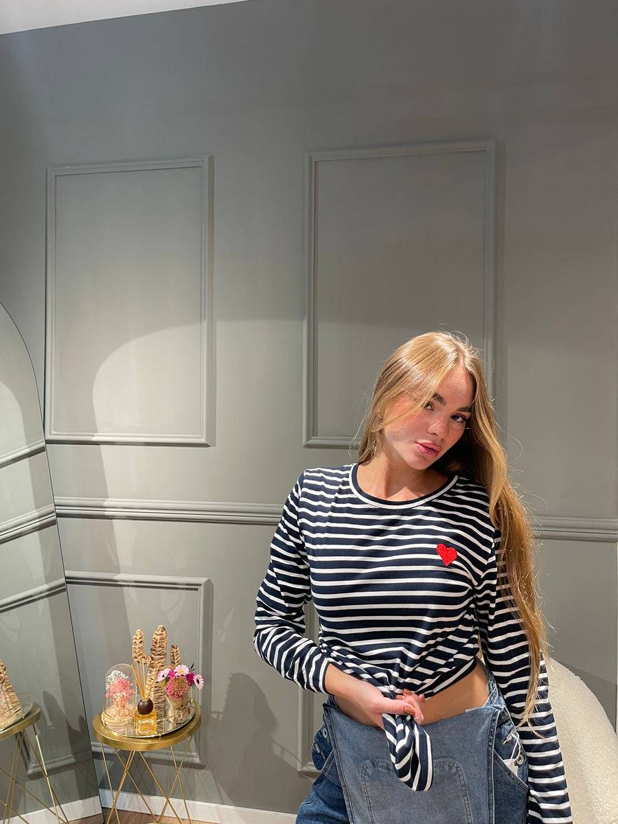 Lovely Sisters Maglia Heart blu-bianco Outlet