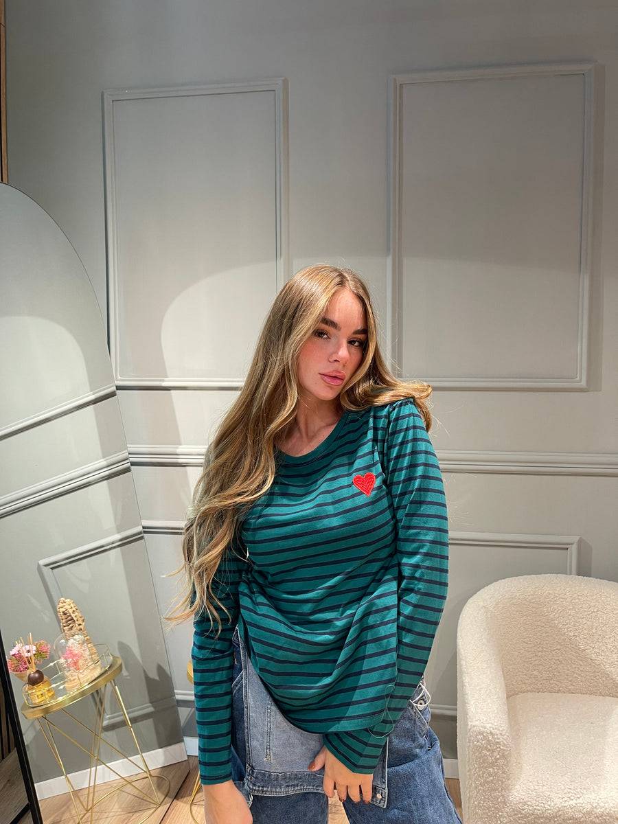 Lovely Sisters Maglia Heart verde-blu Saldi