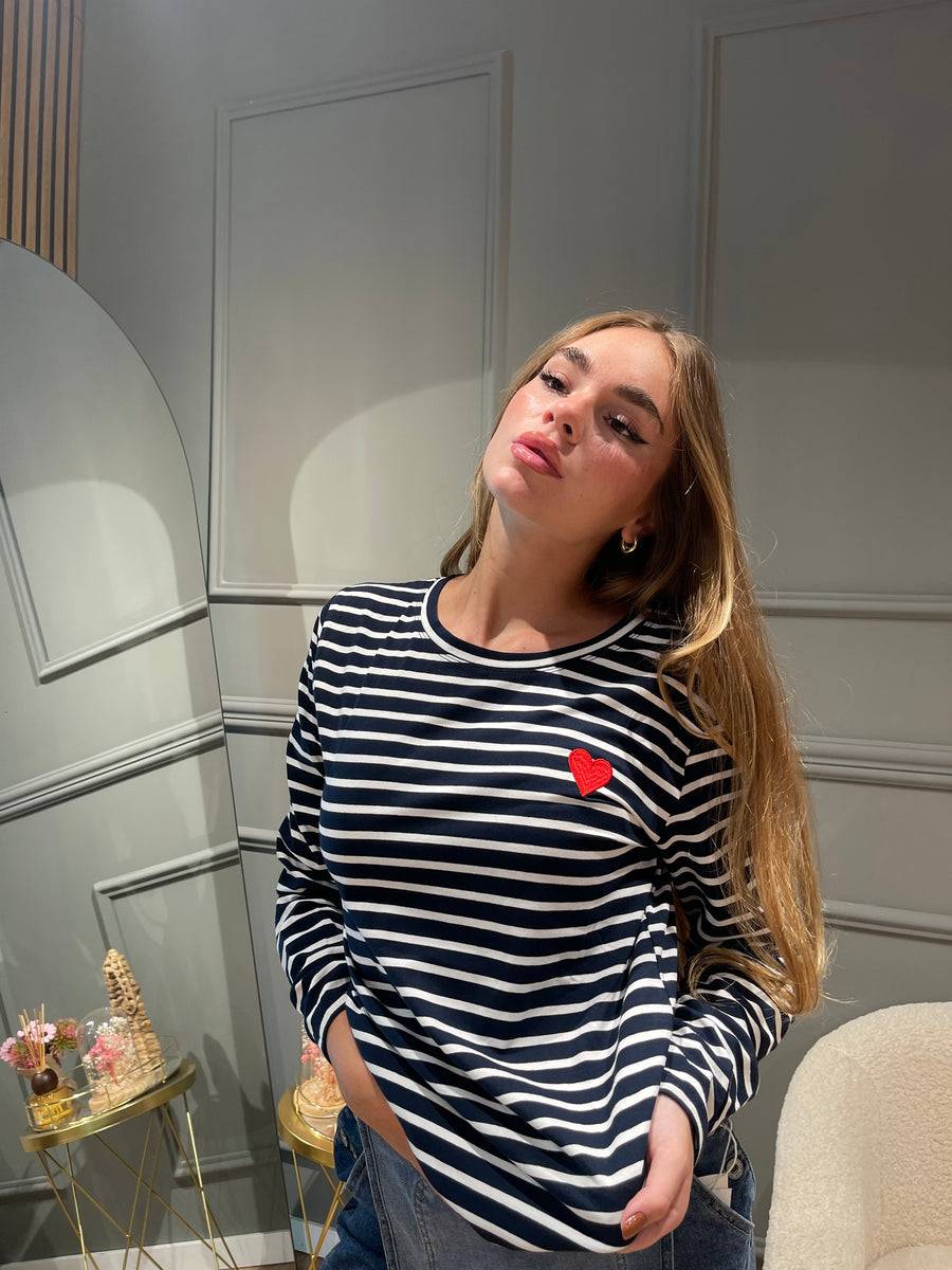 Lovely Sisters Maglia Heart blu-bianco Online