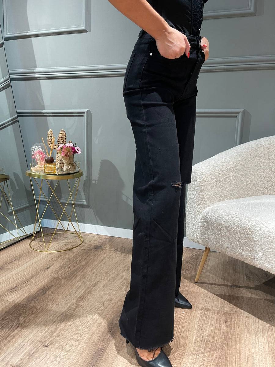 Lovely Sisters Jeans nero a palazzo Convenienza