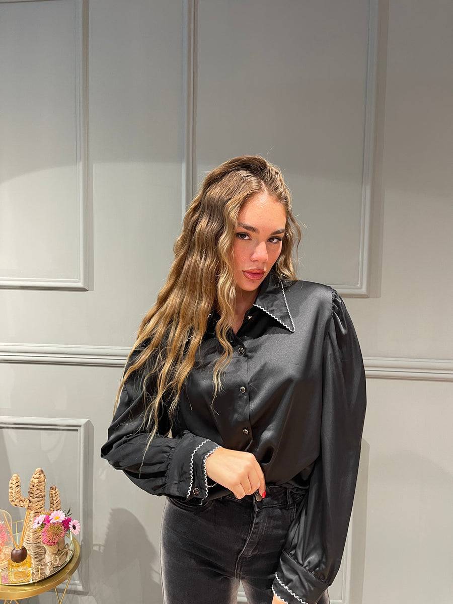 Lovely Sisters Camicia chic nera Prezzo Ridotto
