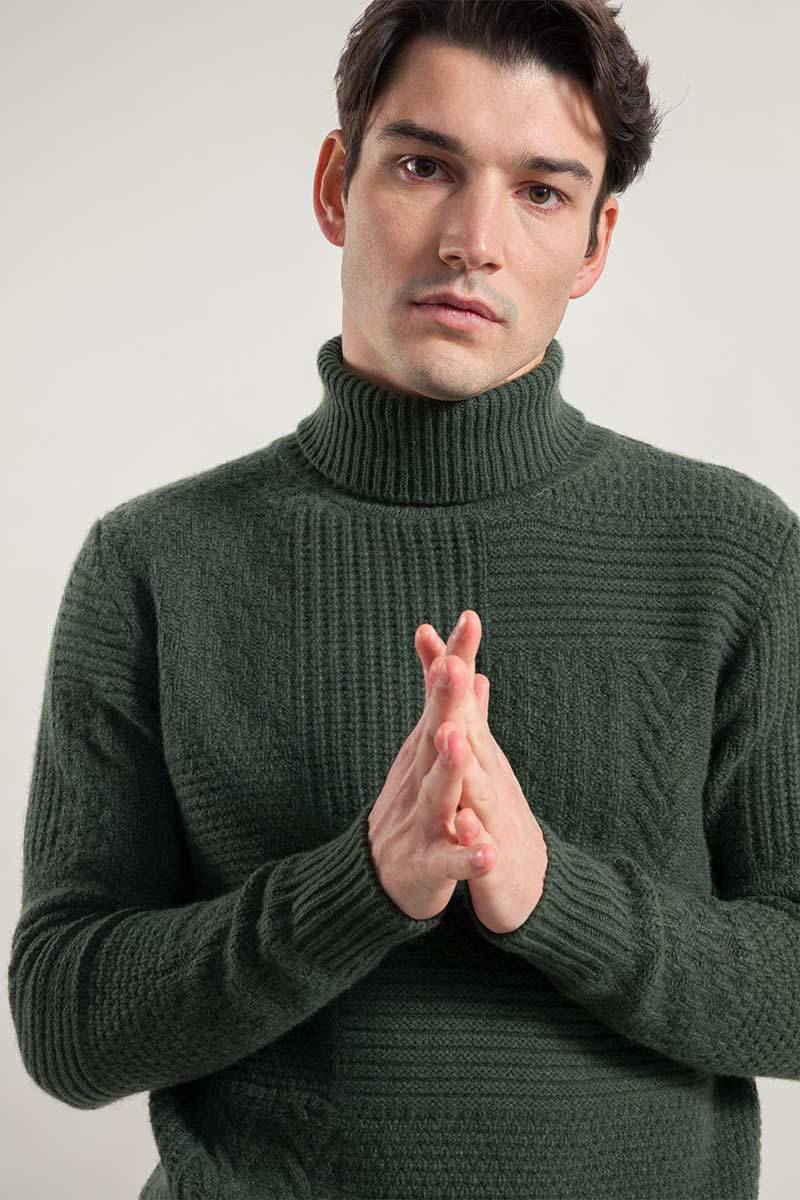 Rifò BARTOLOMEO Maglia Collo Alto Uomo Cashmere Rigenerato Offerta per la Festa della Mamma