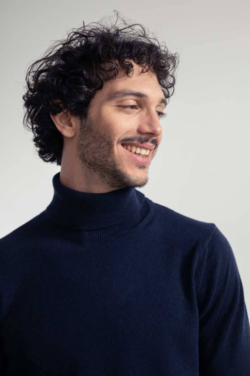 Rifò ALBERTO Maglia Collo Alto Uomo Cashmere Rigenerato Nuovi prodotti