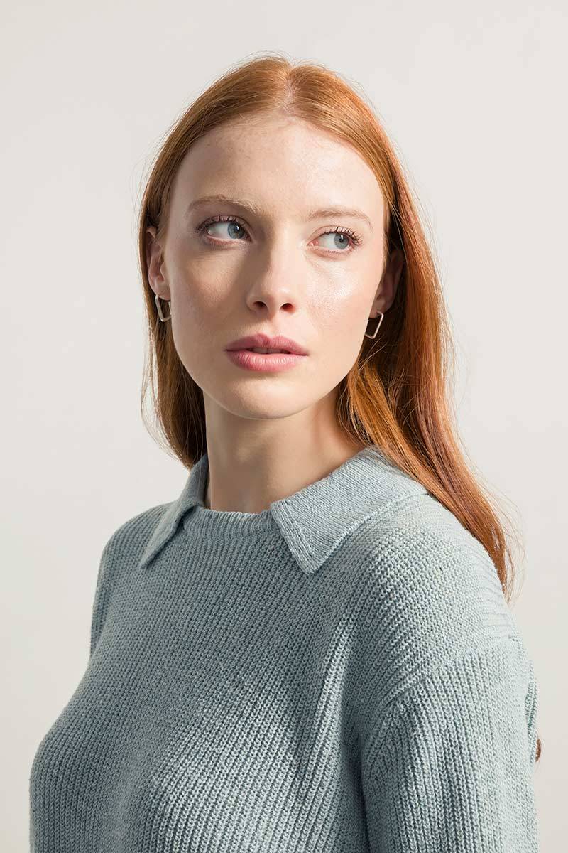 Rifò MARTINA Maglia Cropped Donna Cotone Jeans Rigenerato Offerta speciale della fabbrica