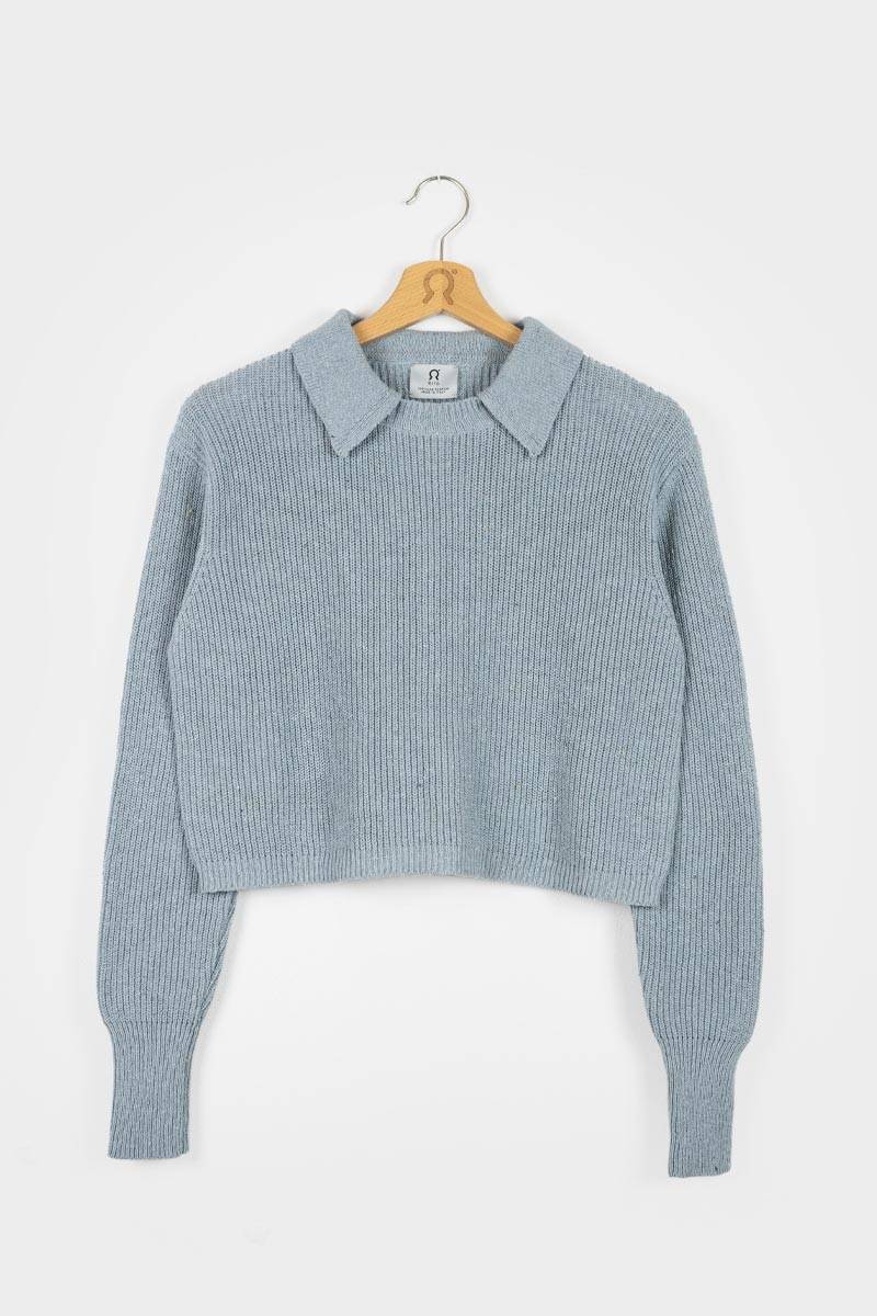 Rifò MARTINA Maglia Cropped Donna Cotone Jeans Rigenerato Offerta speciale della fabbrica