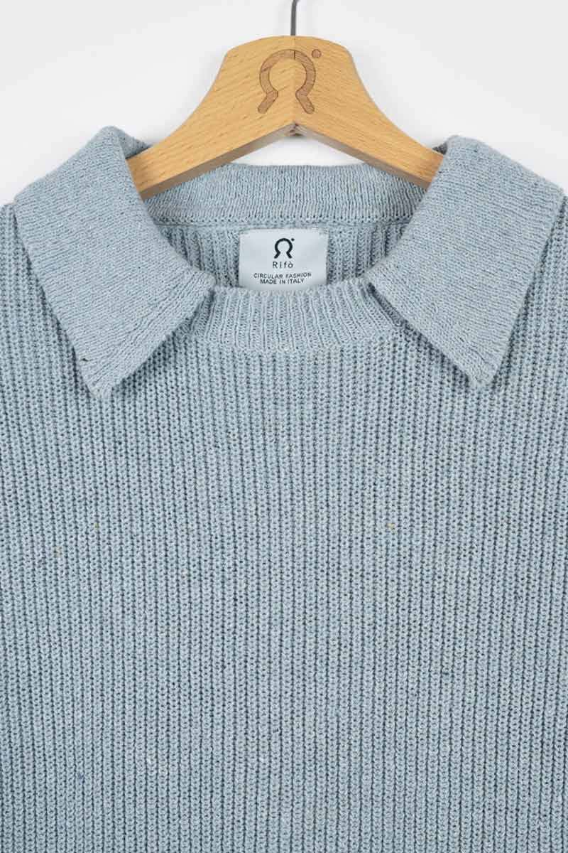 Rifò MARTINA Maglia Cropped Donna Cotone Jeans Rigenerato Offerta speciale della fabbrica