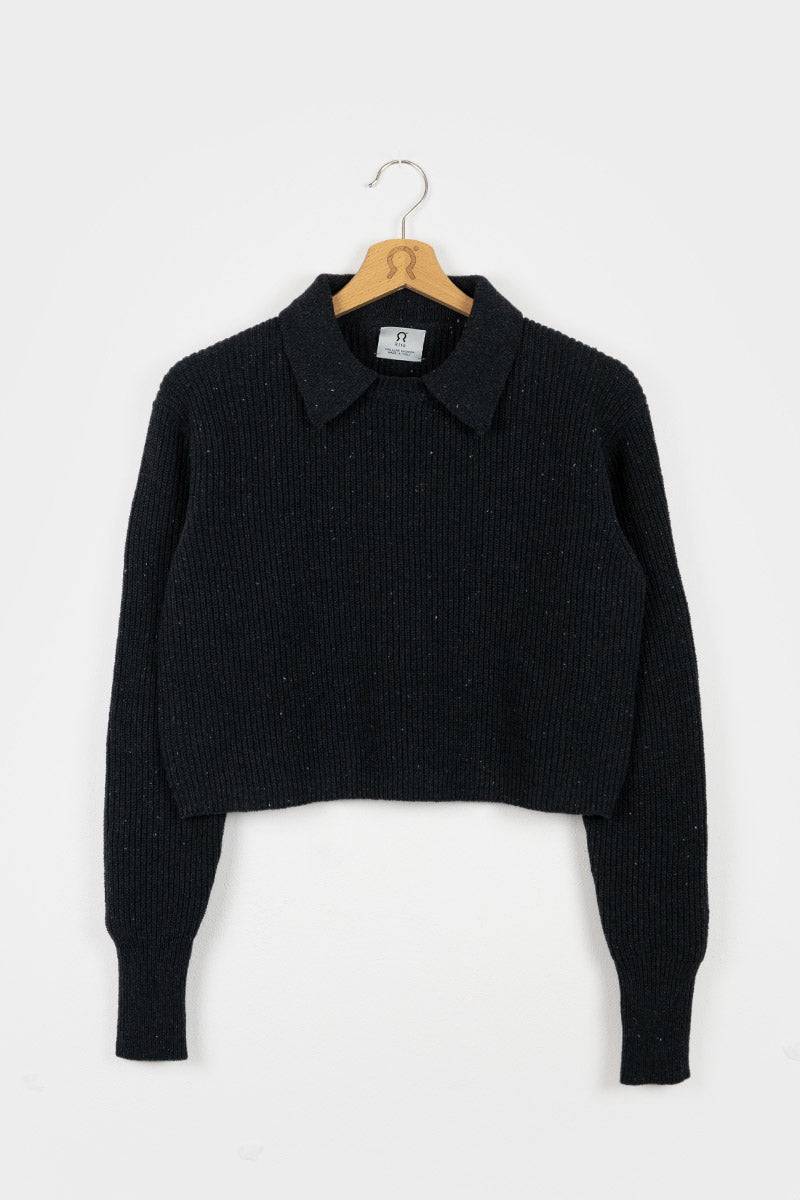 Rifò MARTINA Maglia Cropped Donna Cotone Jeans Rigenerato Sostegno trimestrale