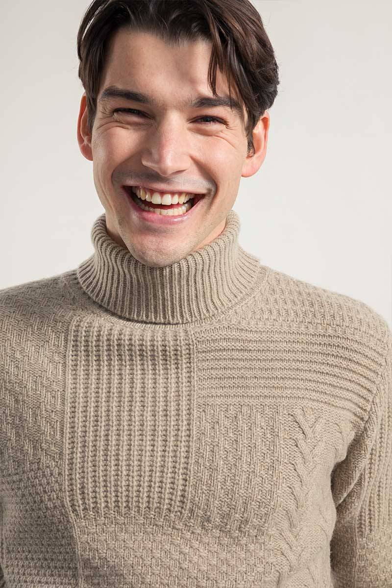 Rifò BARTOLOMEO Maglia Collo Alto Uomo Cashmere Rigenerato Limitato a 3 giorni