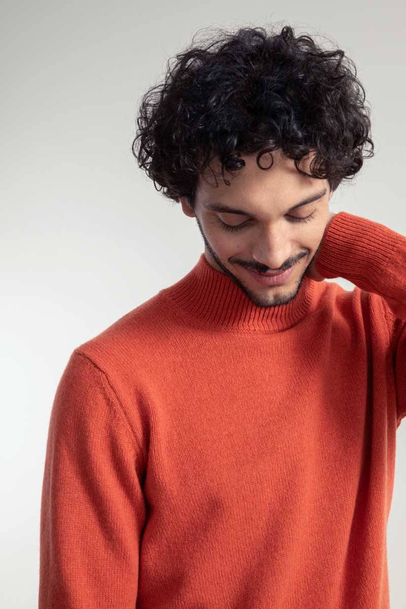 Rifò CLEMENTE Maglia Collo Alto Uomo Cashmere Rigenerato Nuovo