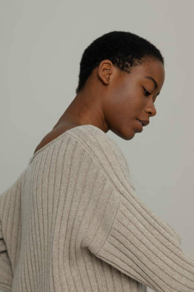 Rifò LUCE Maglia Scollo a Barca Donna Cashmere Rigenerato In Vendita