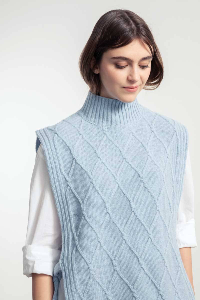 Rifò DELIA Gilet Collo Alto Lana Rigenerata Vendita Calda
