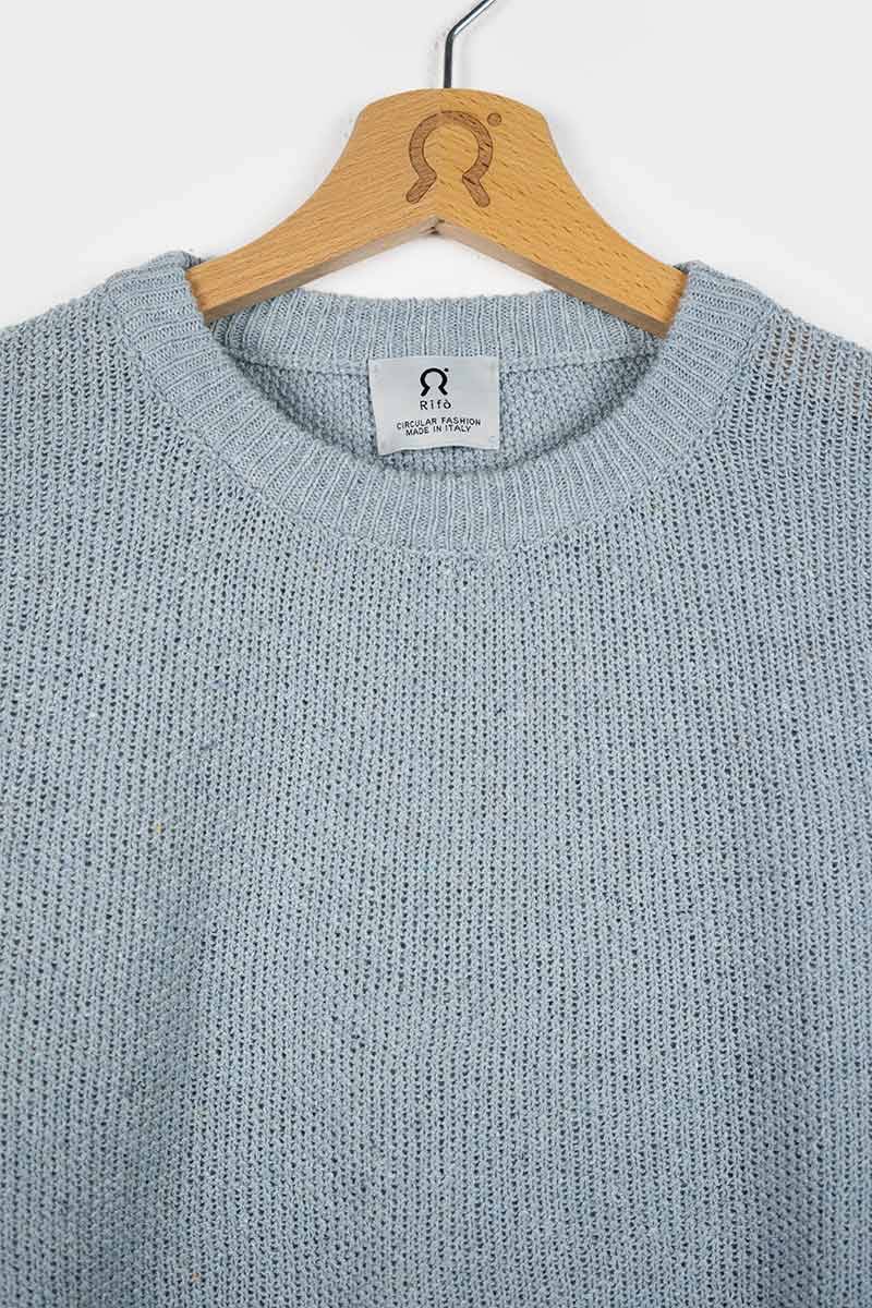 Rifò GINO Maglia Uomo Cotone Jeans rigenerato Smaltimento dello stoccaggio