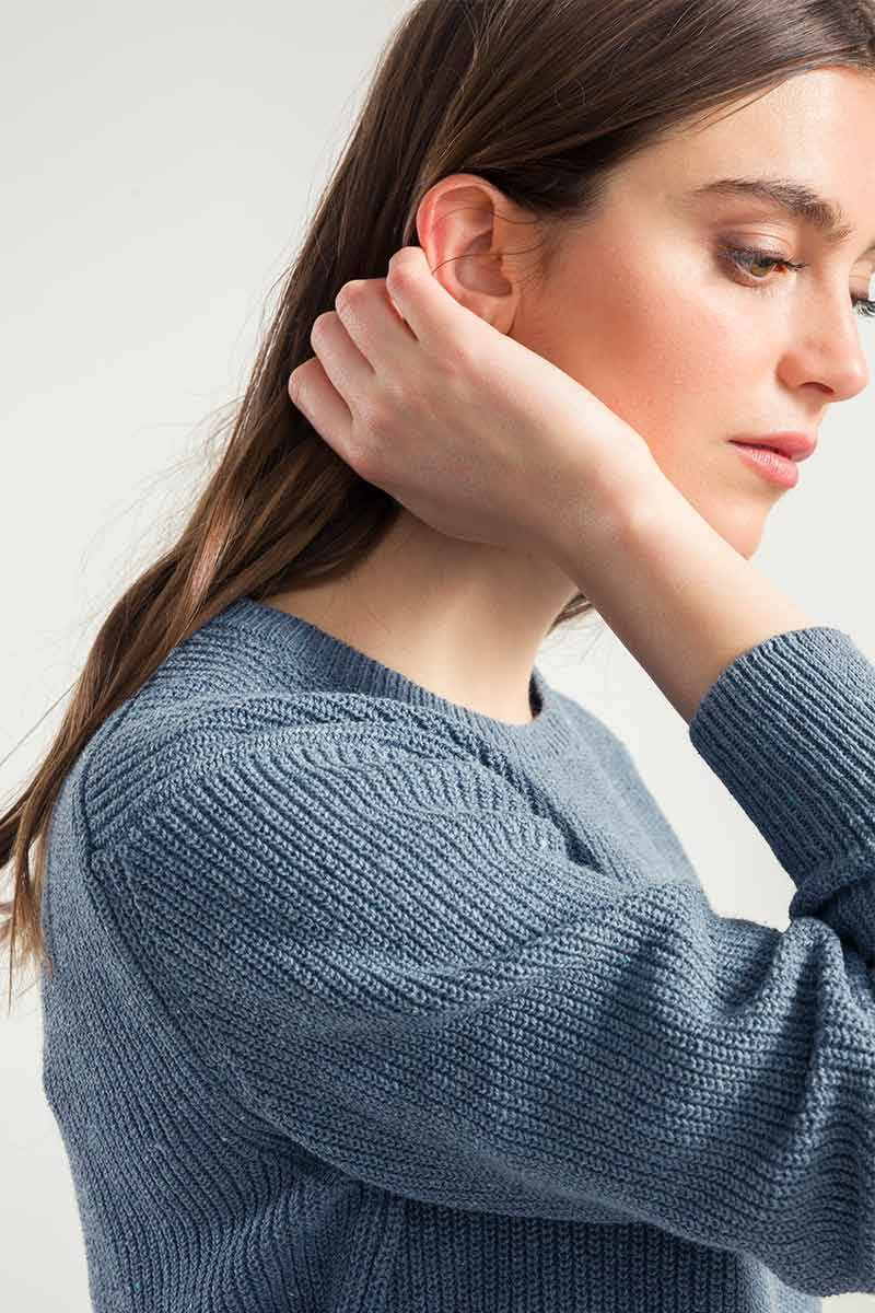 Rifò RACHELE Maglia Girocollo Donna Cotone Jeans Rigenerato Economico