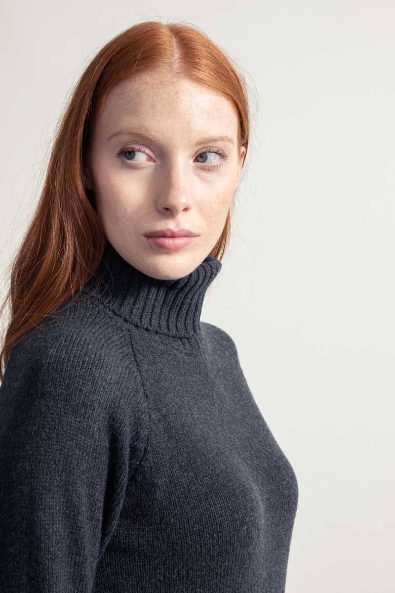 Rifò SUSANNA Maglia Collo Alto Donna Cashmere Rigenerato Vendita Calda