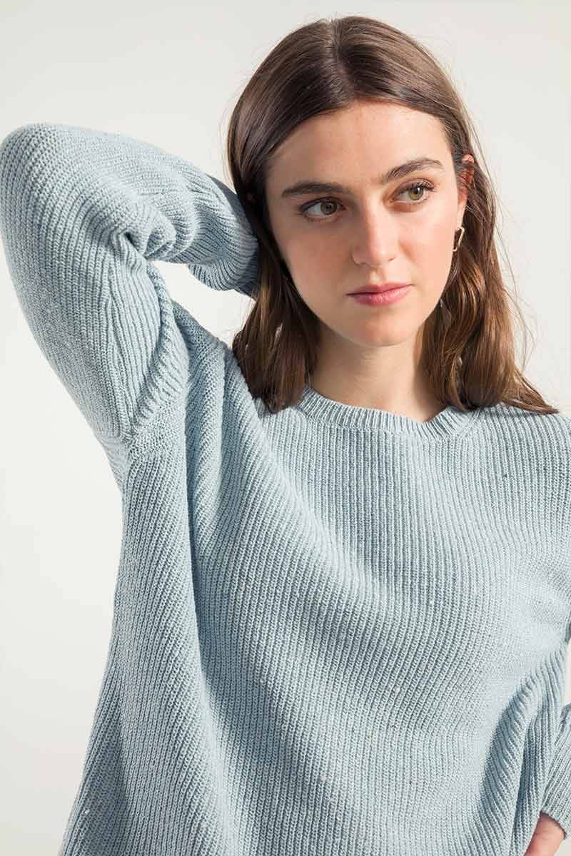 Rifò RACHELE Maglia Girocollo Donna Cotone Jeans Rigenerato Comprare a buon mercato