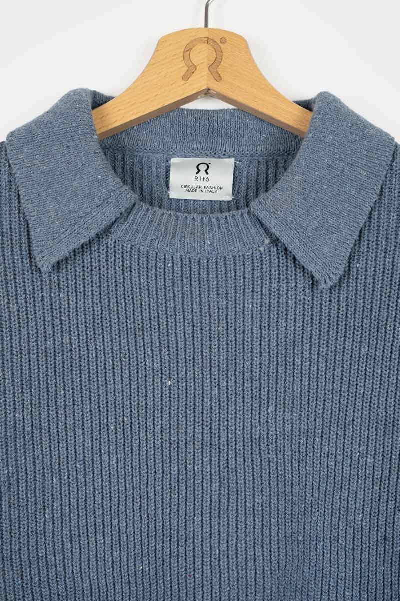 Rifò MARTINA Maglia Cropped Donna Cotone Jeans Rigenerato Flash Sale