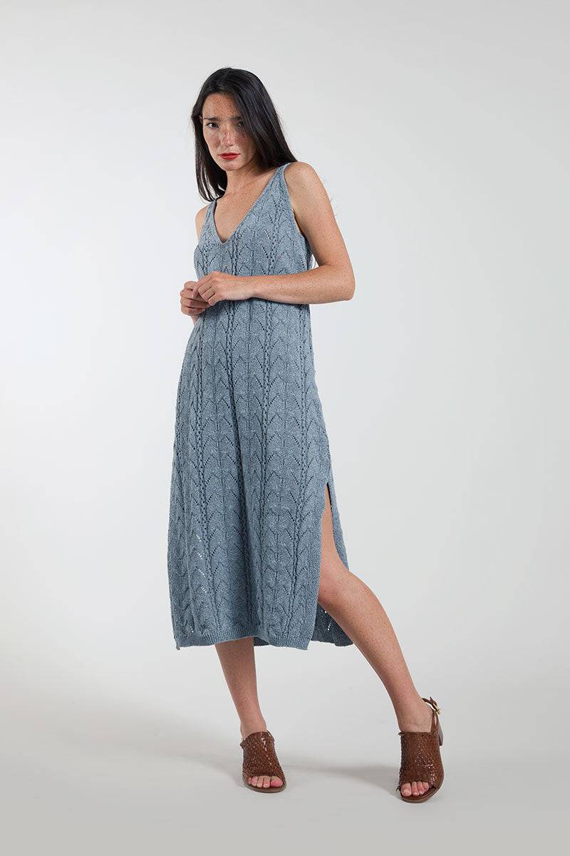 Rifò LOLA Abito in Maglia Cotone Jeans Rigenerato Trasporto libero internazionale
