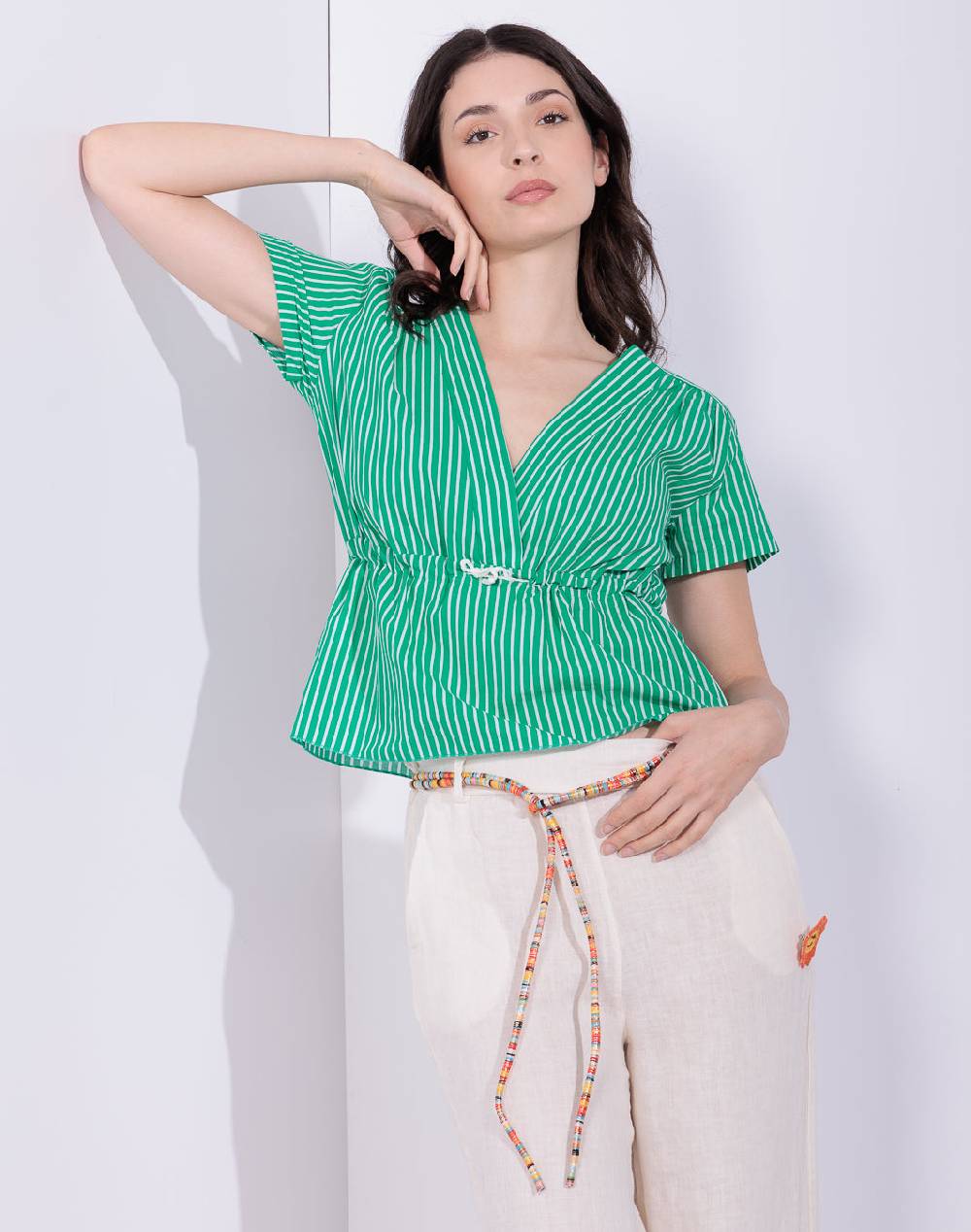 Risskio Alva - Blusa manica corta a righe in mussola stampata Hotsell