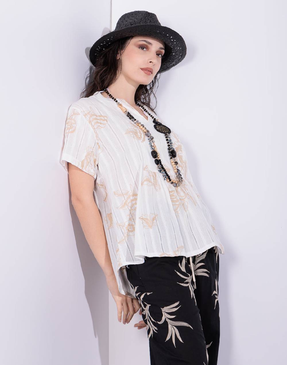 Risskio Alazne - Blusa in mussola ricamata Soddisfazione Garantita
