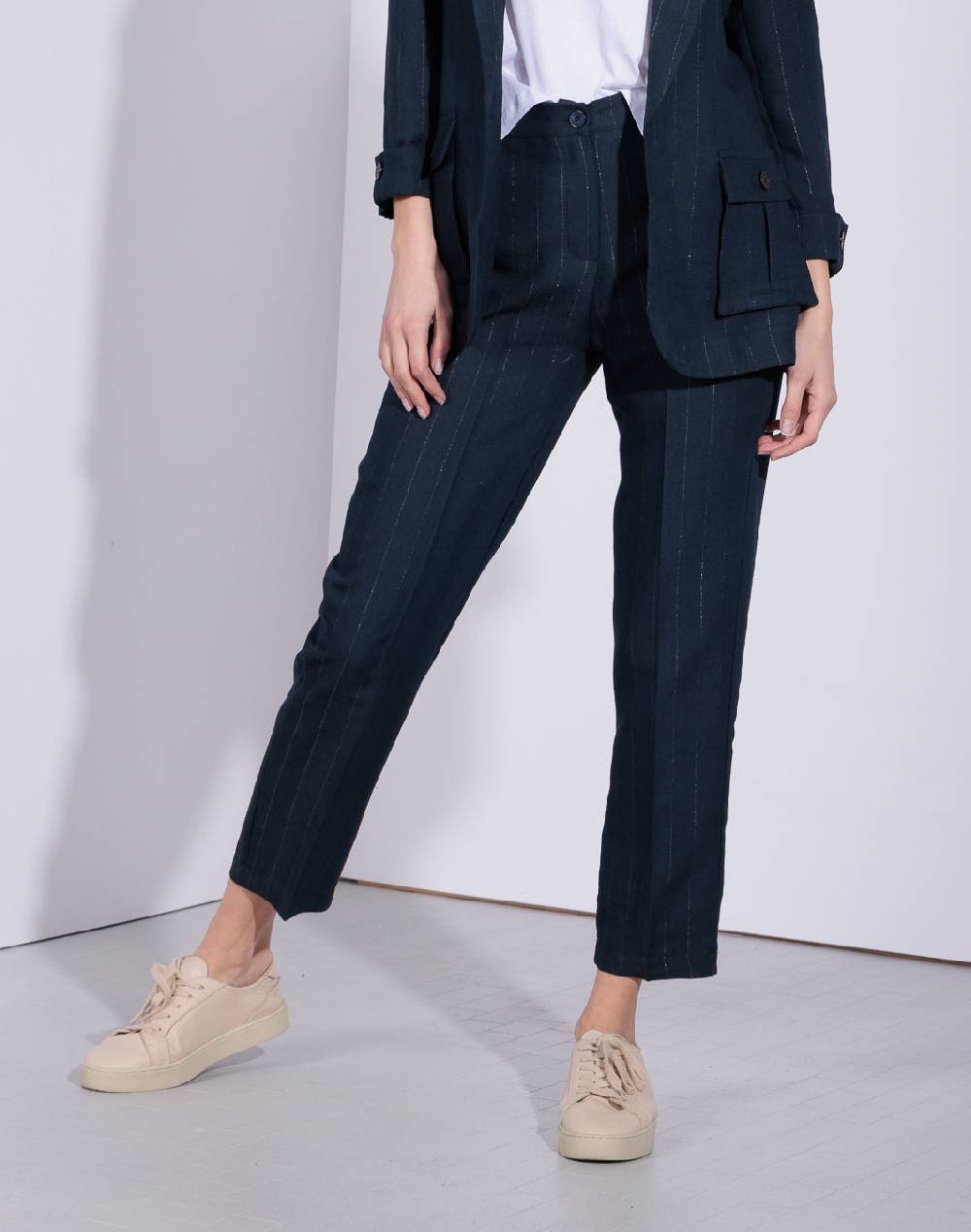 Risskio Suresh- Pantalone in tessuto gessato Sottocosto