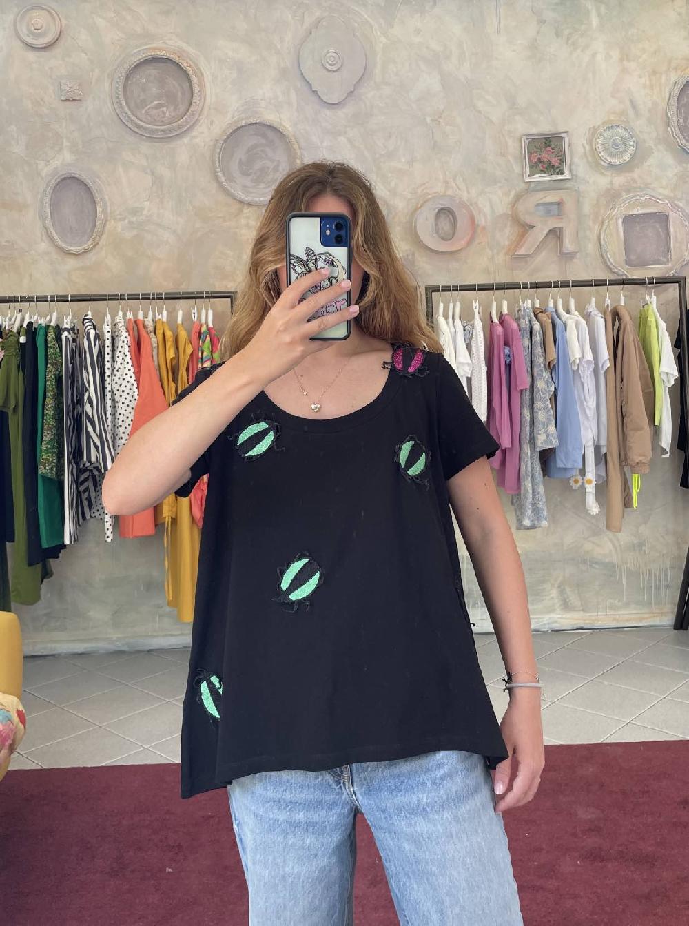 ROSÈ A POIS Scarabeo T-shirt Pezzi Unici