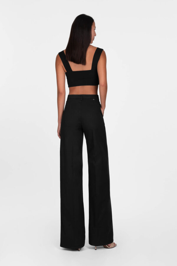 Sartoria Tramarossa PANTALONE AMELIA WIDE LEG IN GABARDINA DI COTONE NERO Nuova