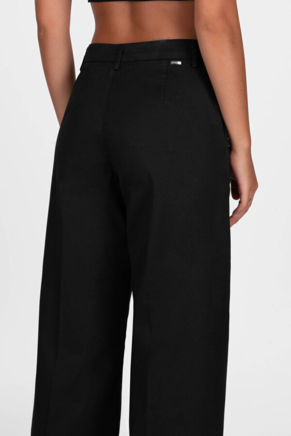 Sartoria Tramarossa PANTALONE AMELIA WIDE LEG IN GABARDINA DI COTONE NERO Nuova