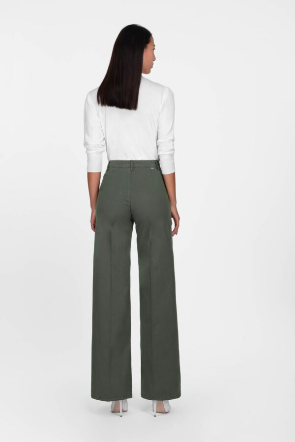 Sartoria Tramarossa PANTALONE AMELIA WIDE LEG IN GABARDINA DI COTONE VERDE Moda