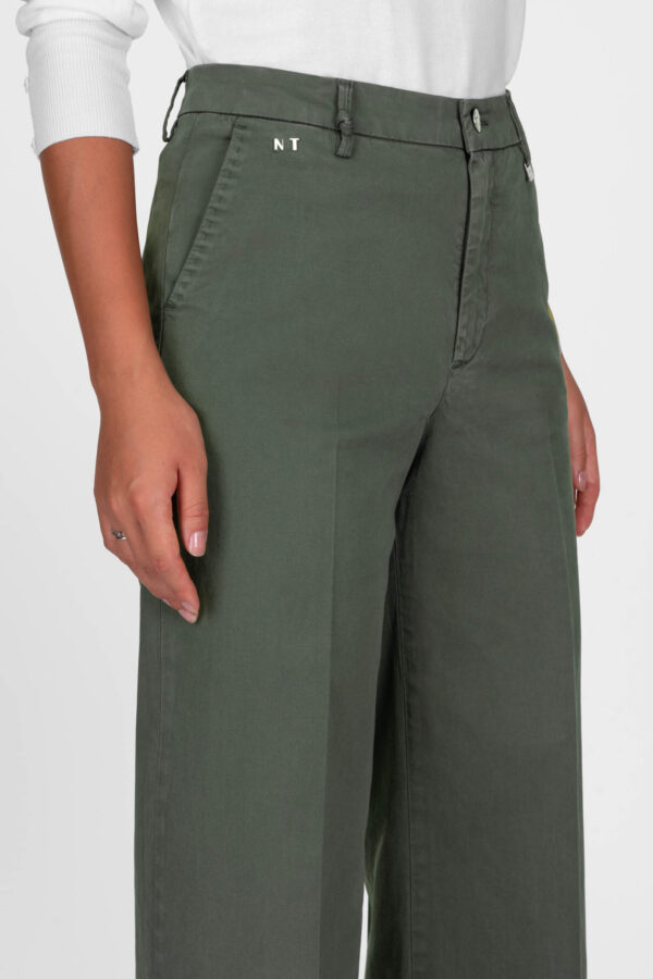 Sartoria Tramarossa PANTALONE AMELIA WIDE LEG IN GABARDINA DI COTONE VERDE Moda