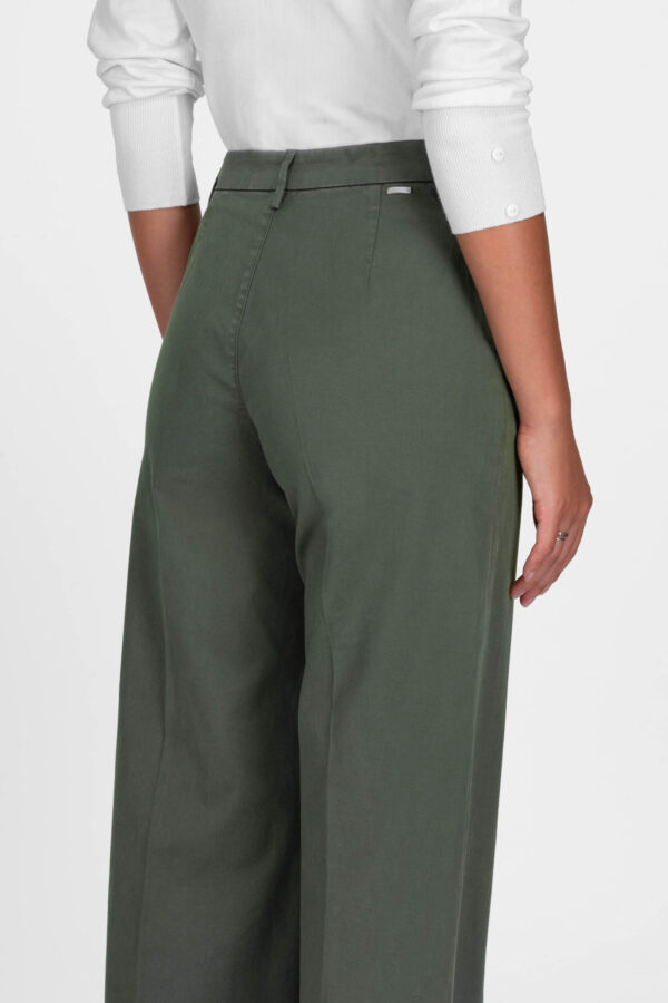 Sartoria Tramarossa PANTALONE AMELIA WIDE LEG IN GABARDINA DI COTONE VERDE Moda