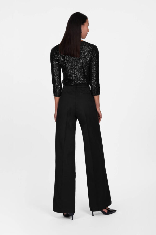 Sartoria Tramarossa PANTALONE AURELIA WIDE LEG IN GABARDINA DI COTONE NERO 2025