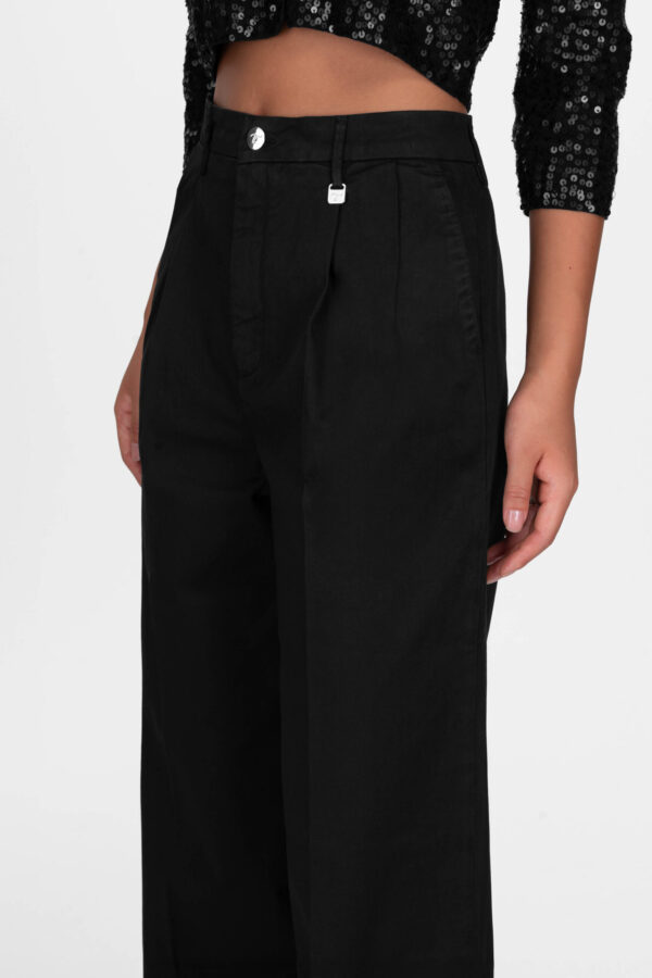 Sartoria Tramarossa PANTALONE AURELIA WIDE LEG IN GABARDINA DI COTONE NERO 2025