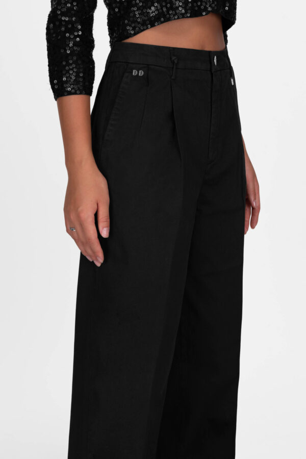 Sartoria Tramarossa PANTALONE AURELIA WIDE LEG IN GABARDINA DI COTONE NERO 2025