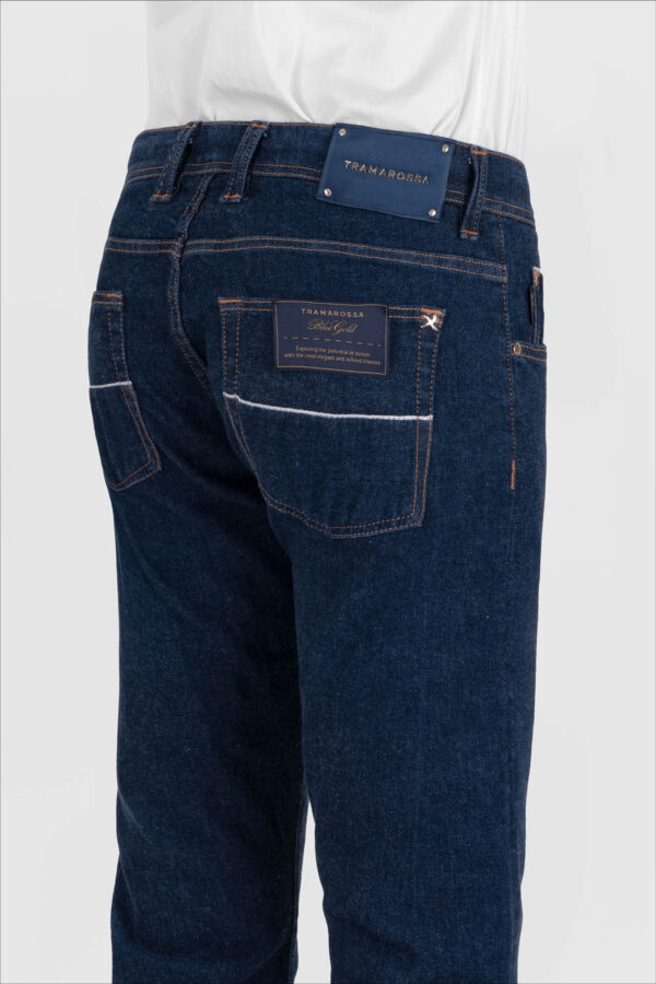 Sartoria Tramarossa JEANS LEONARDO BUTTONS REGULAR BLUE GOLD IN DENIM BLU SCURO Pezzi Unici