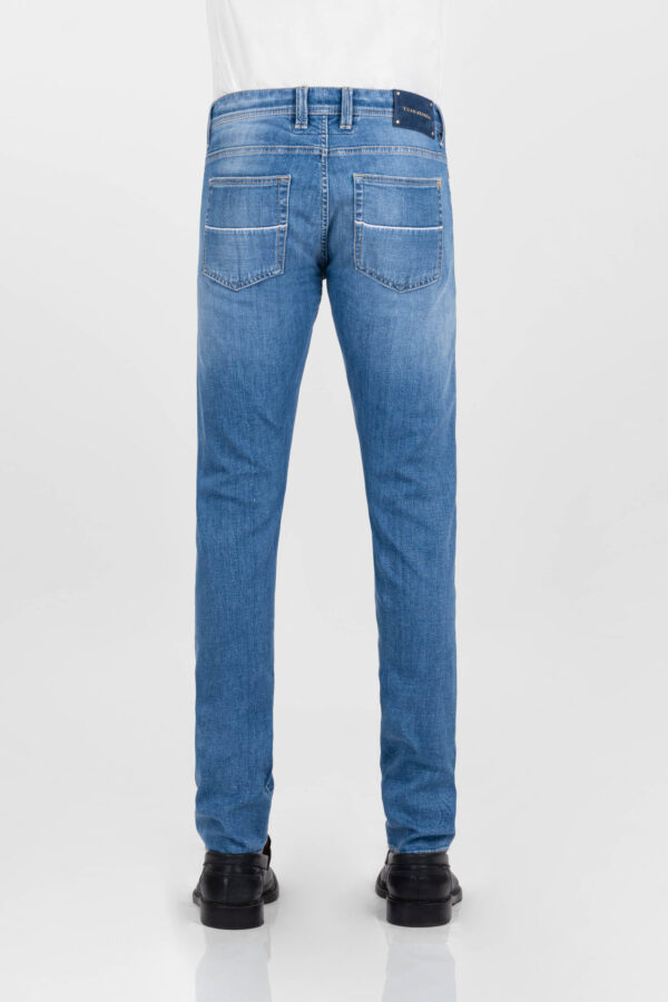 Sartoria Tramarossa JEANS LEONARDO BUTTONS REGULAR BLUE GOLD IN DENIM BLU MEDIO Soddisfazione Garantita