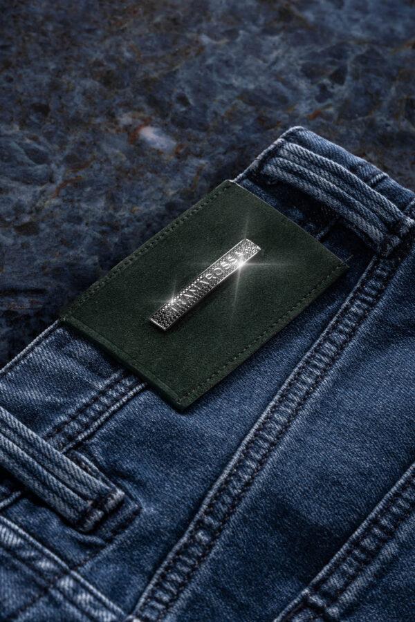 Sartoria Tramarossa JEANS LEONARDO BUTTONS REGULAR IN ZIRCONI NERI BLU MEDIO Negozi Online
