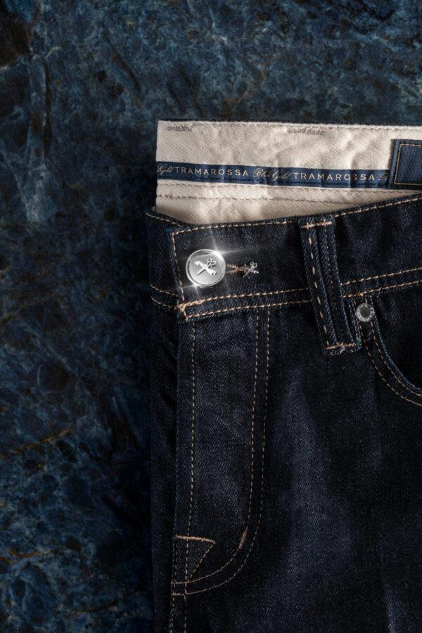 Sartoria Tramarossa JEANS LEONARDO BUTTONS REGULAR IN DENIM ARGENTO 925 BLU SCURO Acquista Ora