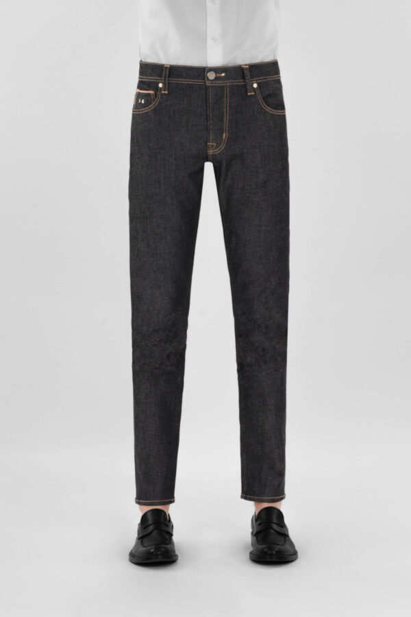 Sartoria Tramarossa JEANS LEONARDO ZIP SS SLIM IN DENIM STRETCH LIZARD MADREPERLA BLU SCURO Consegna Veloce