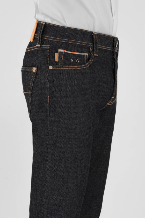 Sartoria Tramarossa JEANS LEONARDO ZIP SS SLIM IN DENIM STRETCH LIZARD MADREPERLA BLU SCURO Consegna Veloce