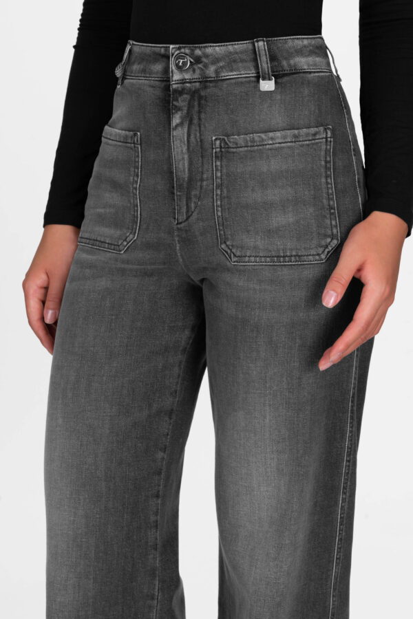 Sartoria Tramarossa JEANS VIRGINIA WIDE LEG IN DENIM NERO In Saldo