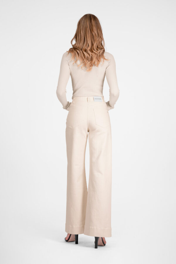 Sartoria Tramarossa PANTALONE VIOLA WIDE LEG IN BULL DI COTONE BEIGE Nuovo